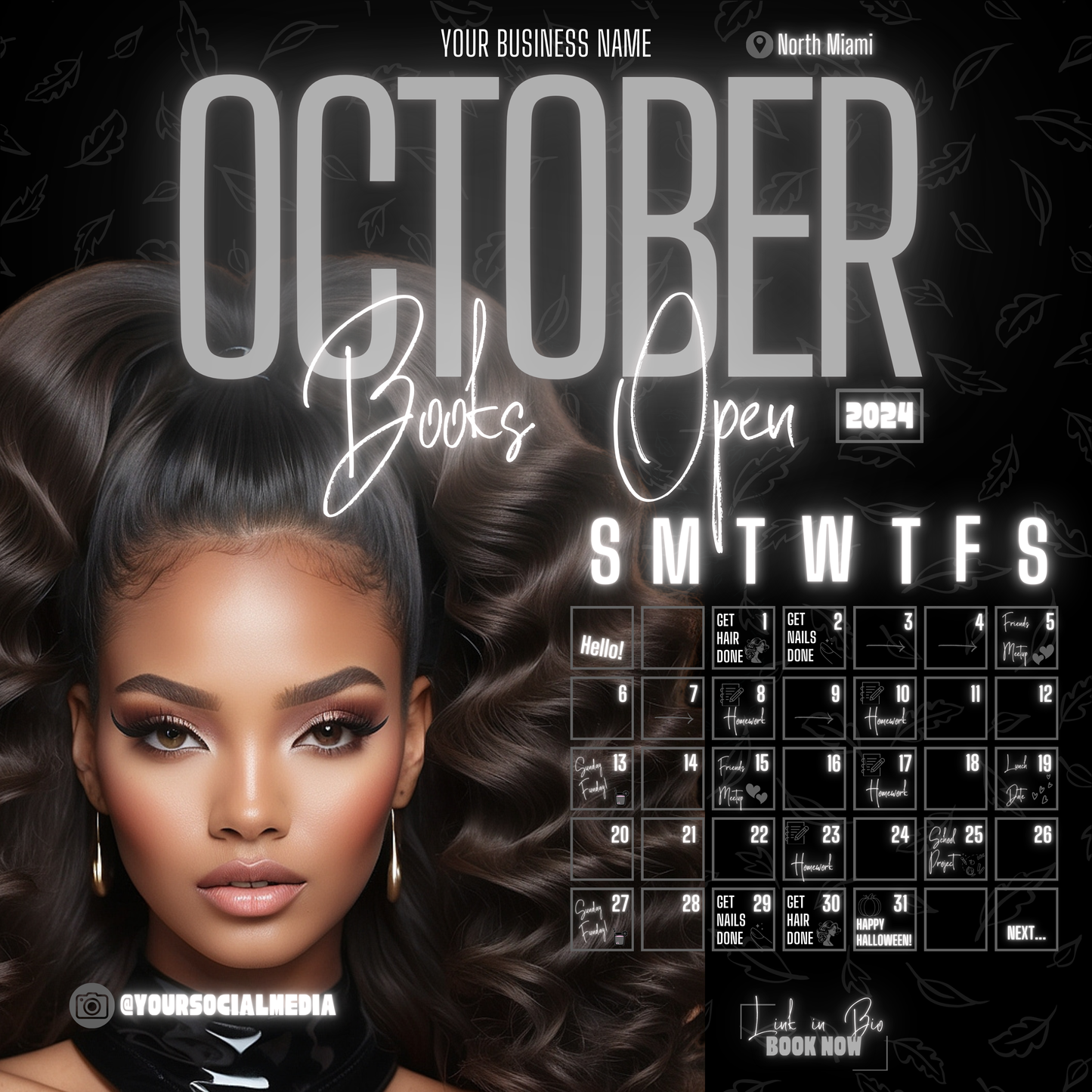 5 Neon Flyers | October Booking Flyers | Gray Theme