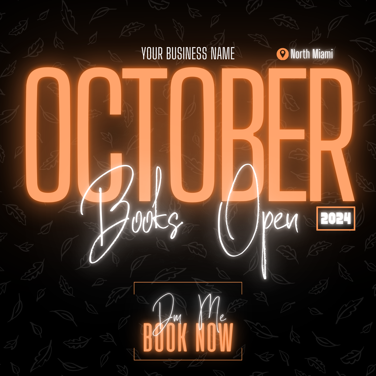 5 Neon Flyers | October Booking Flyers | Orange Theme