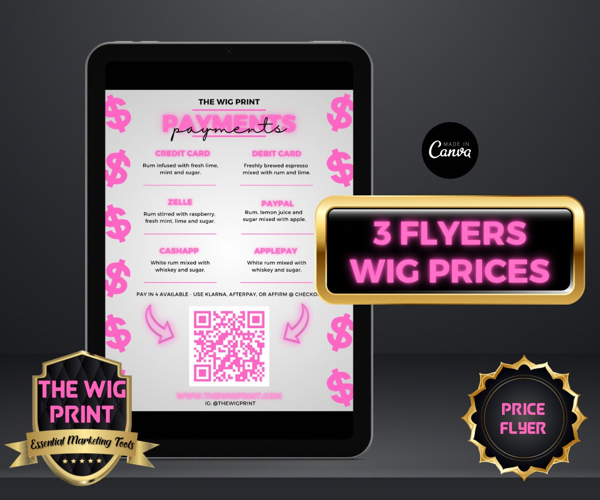 Wig Price List | 3 Flyers