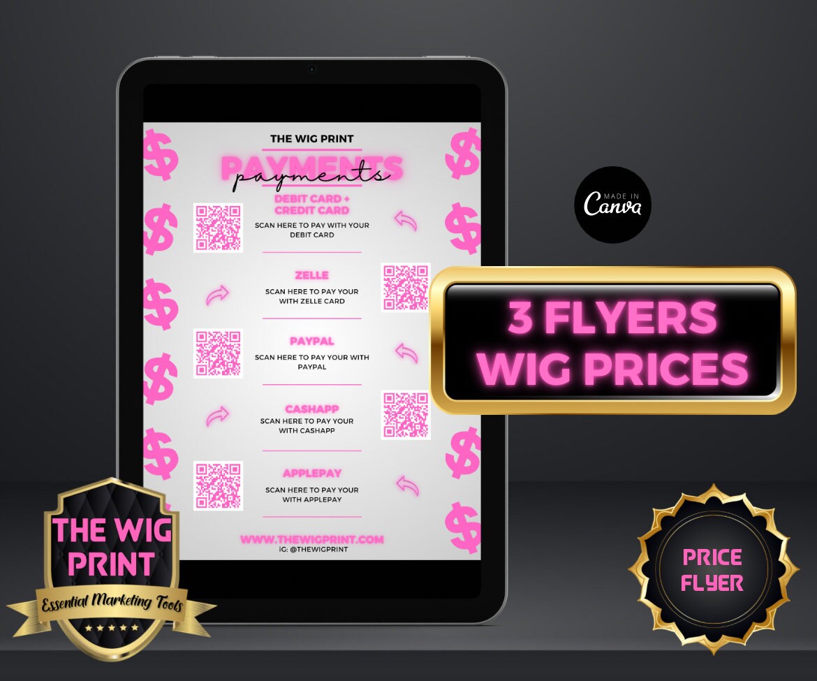 Wig Price List | 3 Flyers