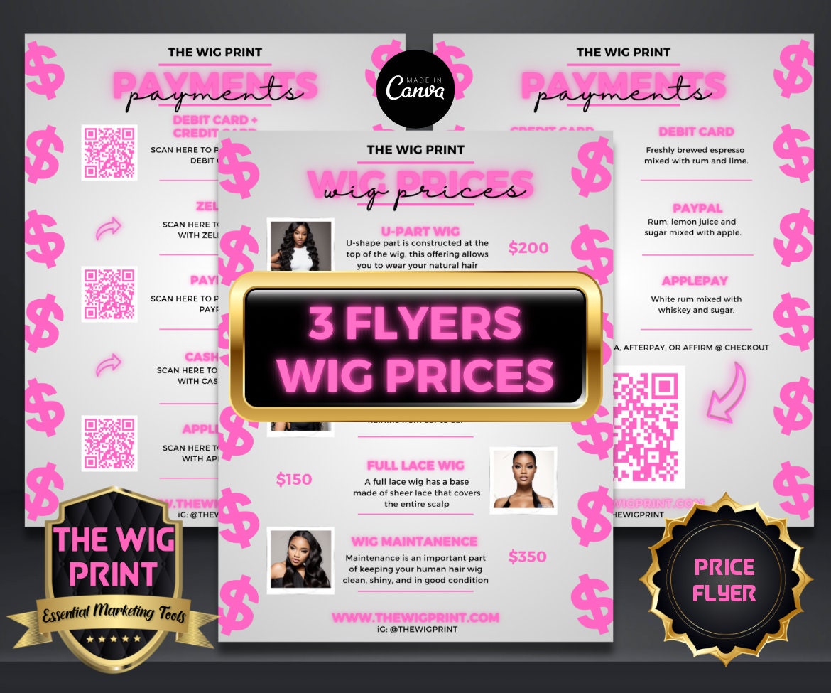 Wig Price List | 3 Flyers