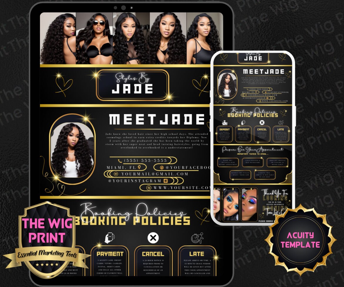 Styles By | Acuity Template | 5 Banners | Hair + Wig + Makeup + nails + Lash Industry | DIY | CANVA | Flyer | Website