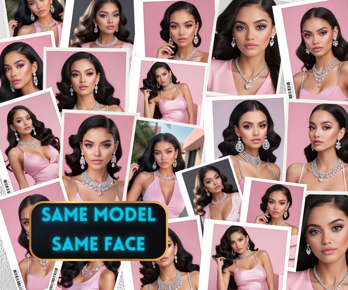Ai Baddie Kyla Jenny | Pretty in Pink | 12+ Couture Model Stock Photos | Wearing Pink + Diamonds | Ultra Realistic