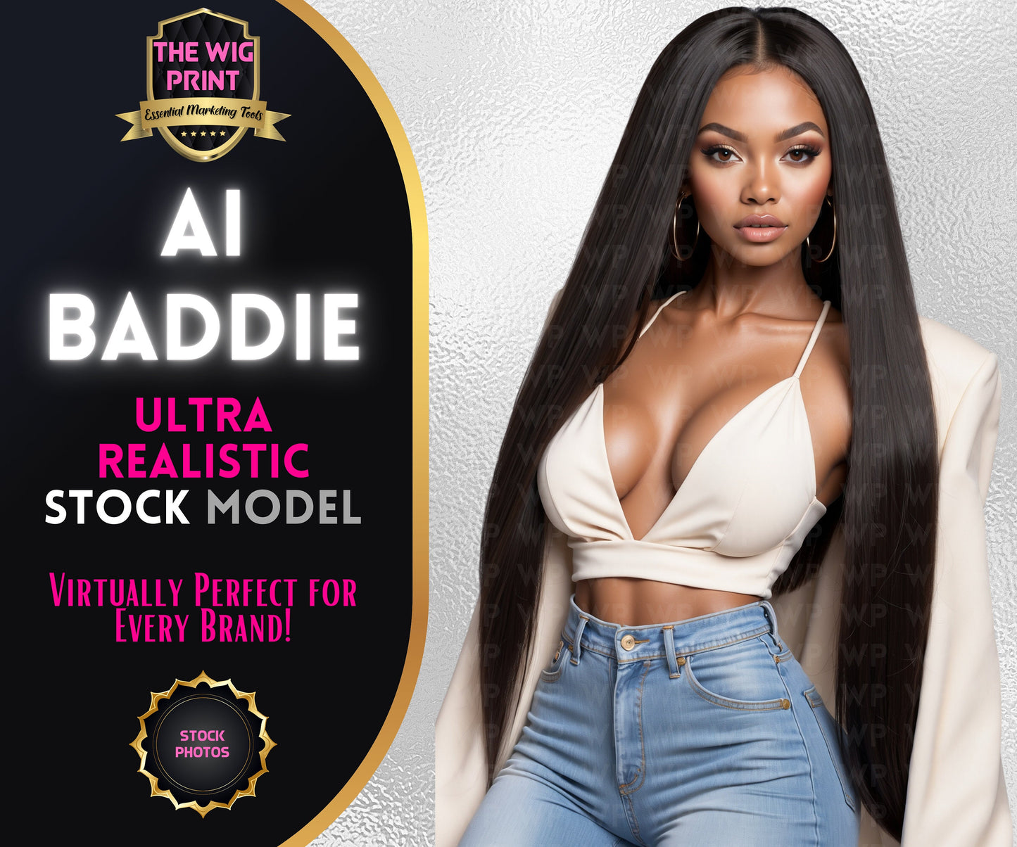 Ai Baddie Luxury Hair | Stock Model | Denim(Ai Generated)