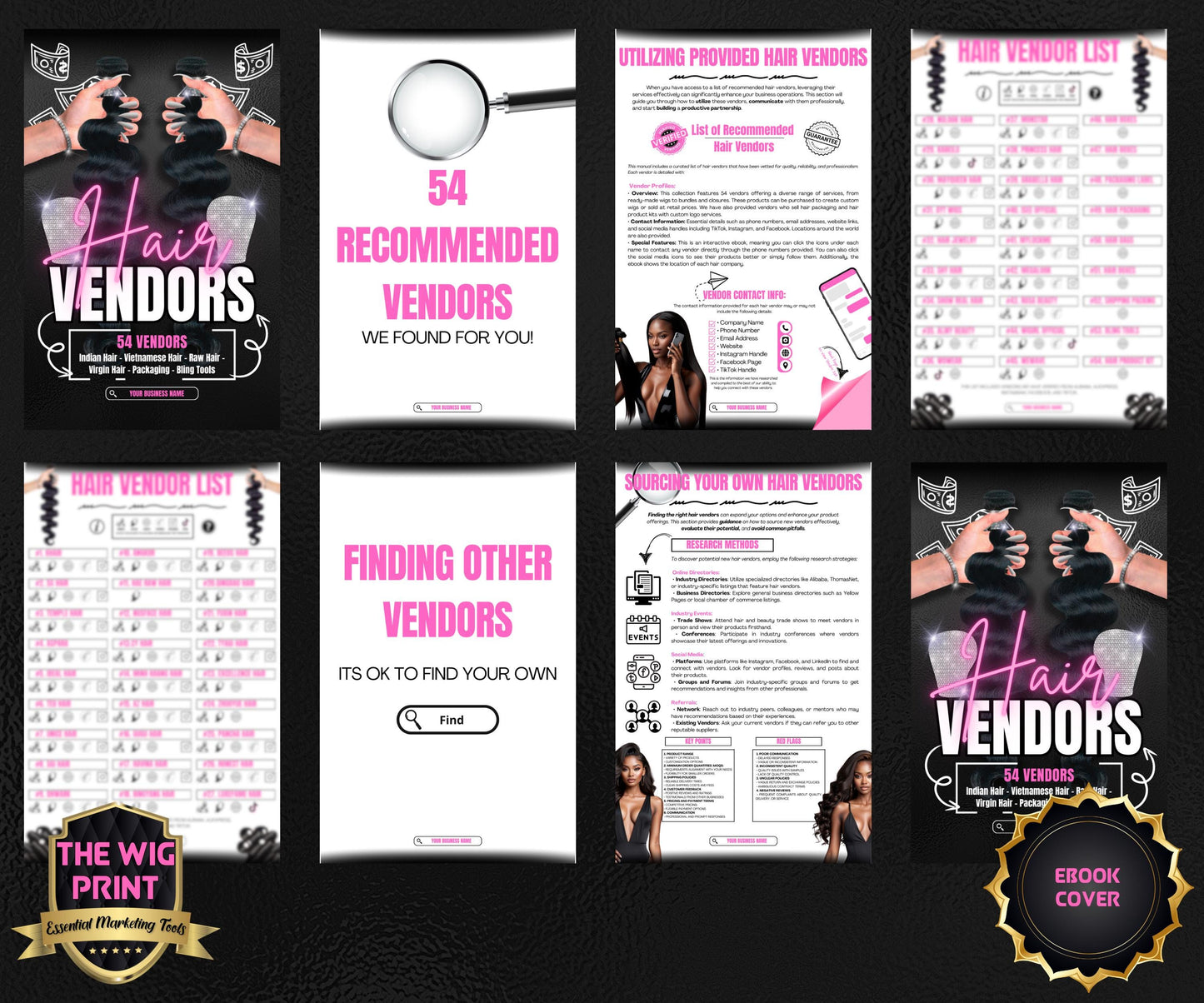Hair Vendor List | 54 Vendors | Ebook Template | PLR & MRR | Everything done for you | Instant Digital Download | Canva Editable Template
