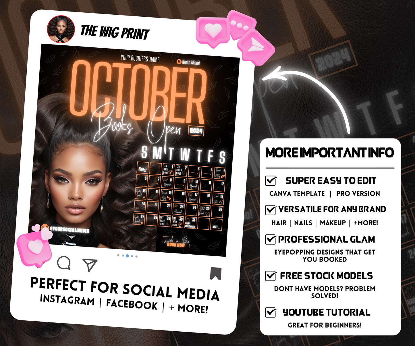 5 Neon Flyers | October Booking Flyers | Orange Theme
