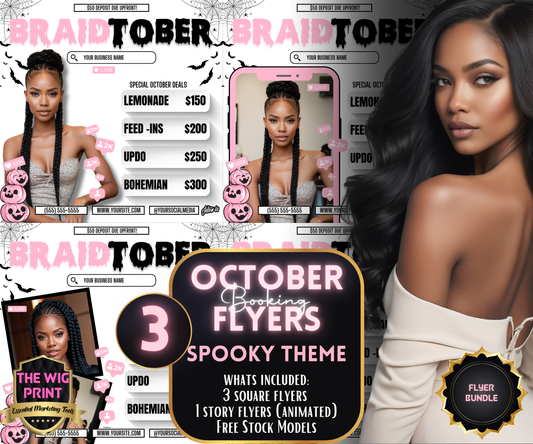 Elevate Your Braid Biz: 3 Canva Flyer Templates for BraidTober