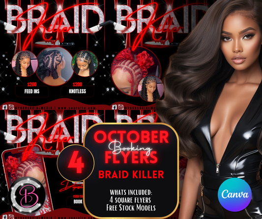 Slay Your October Bookings with BRAID Killer Flyers from BADDIES LOVE CANVA