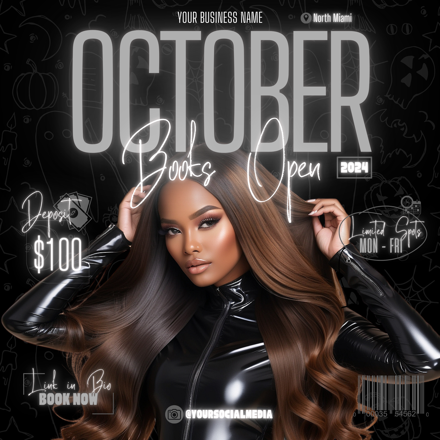 5 Neon Flyers | October Booking Flyers | Gray Theme