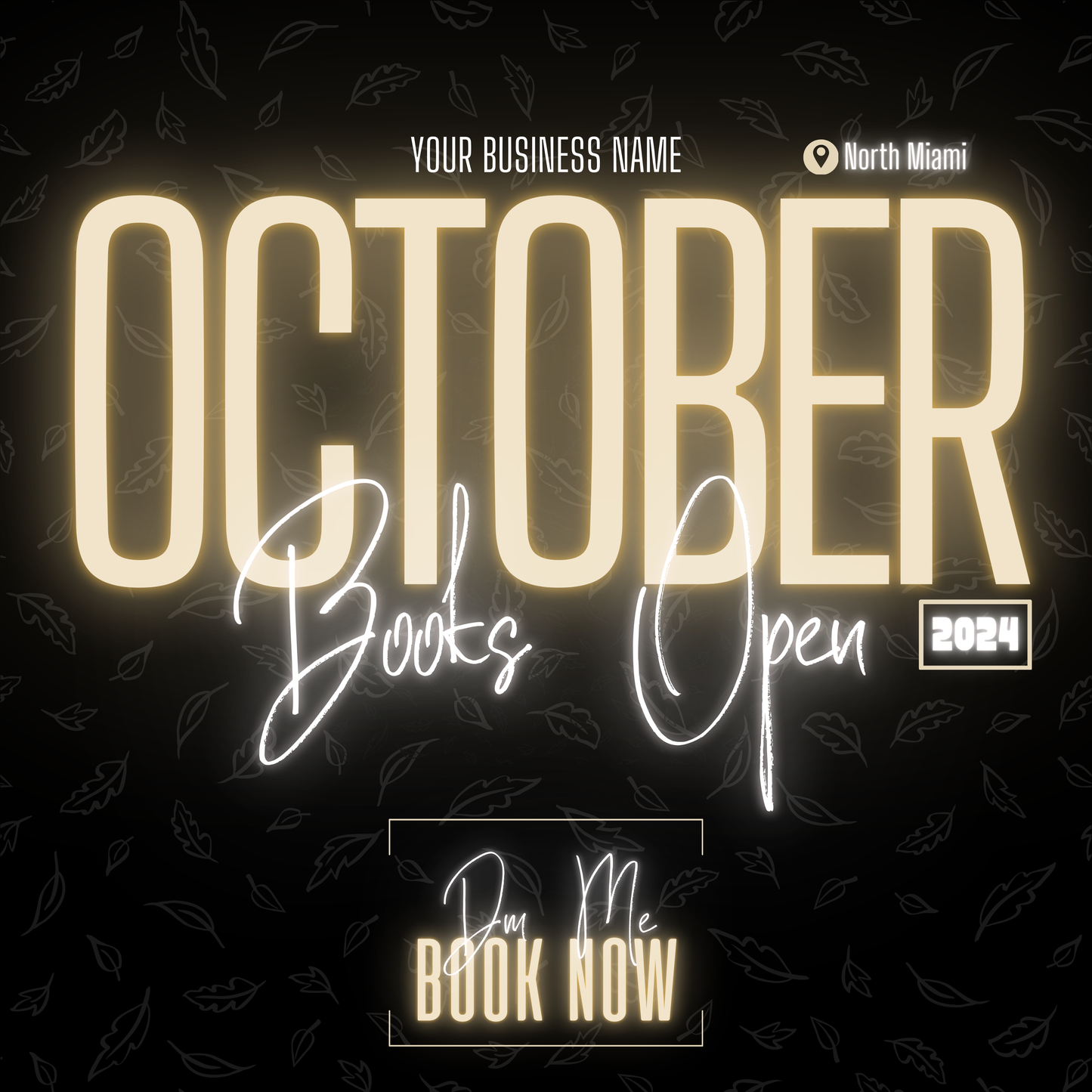 5 Neon Flyers | October Booking Flyers | Beige Theme