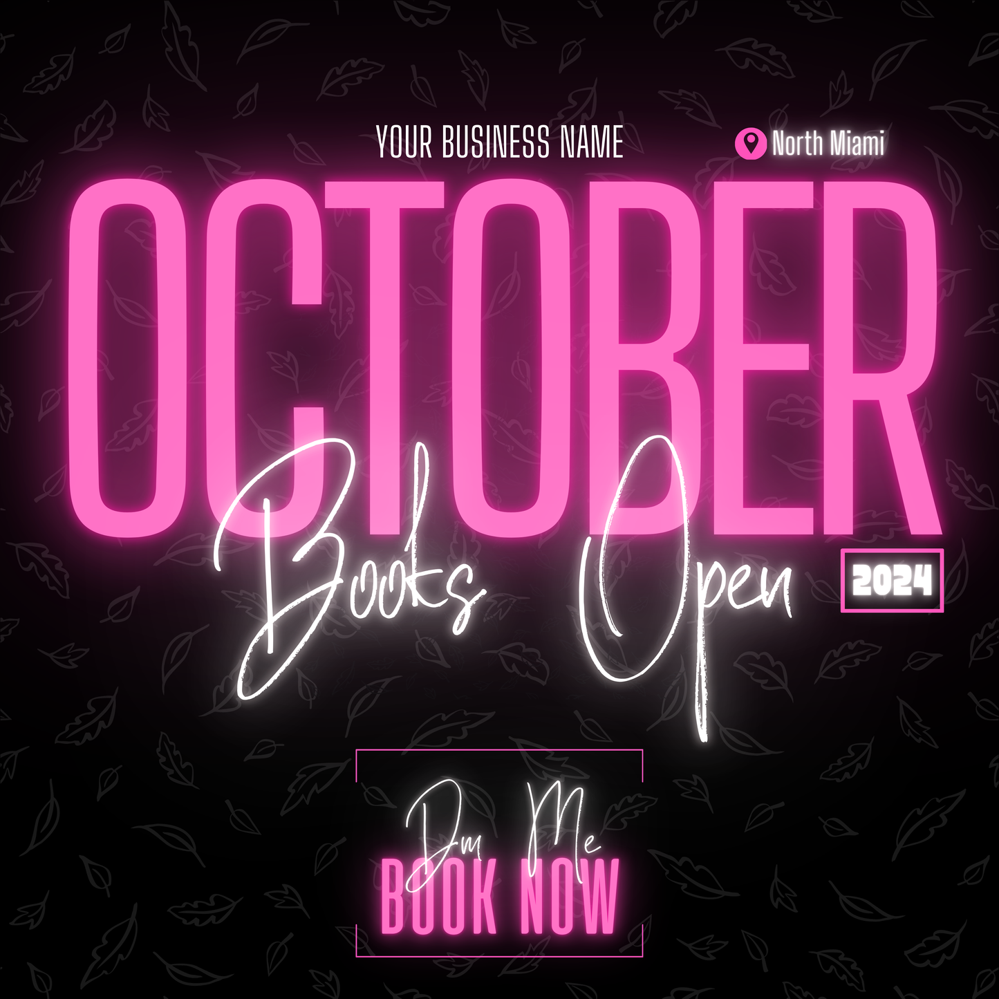 5 Neon Flyers | October Booking Flyers | Pink Theme