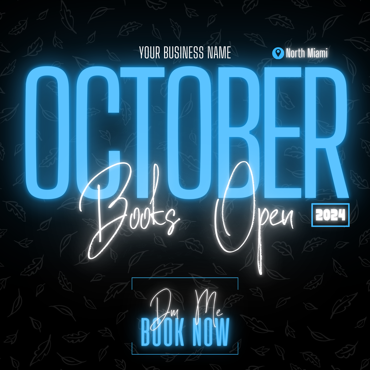 5 Neon Flyers | October Booking Flyers | Blue Theme