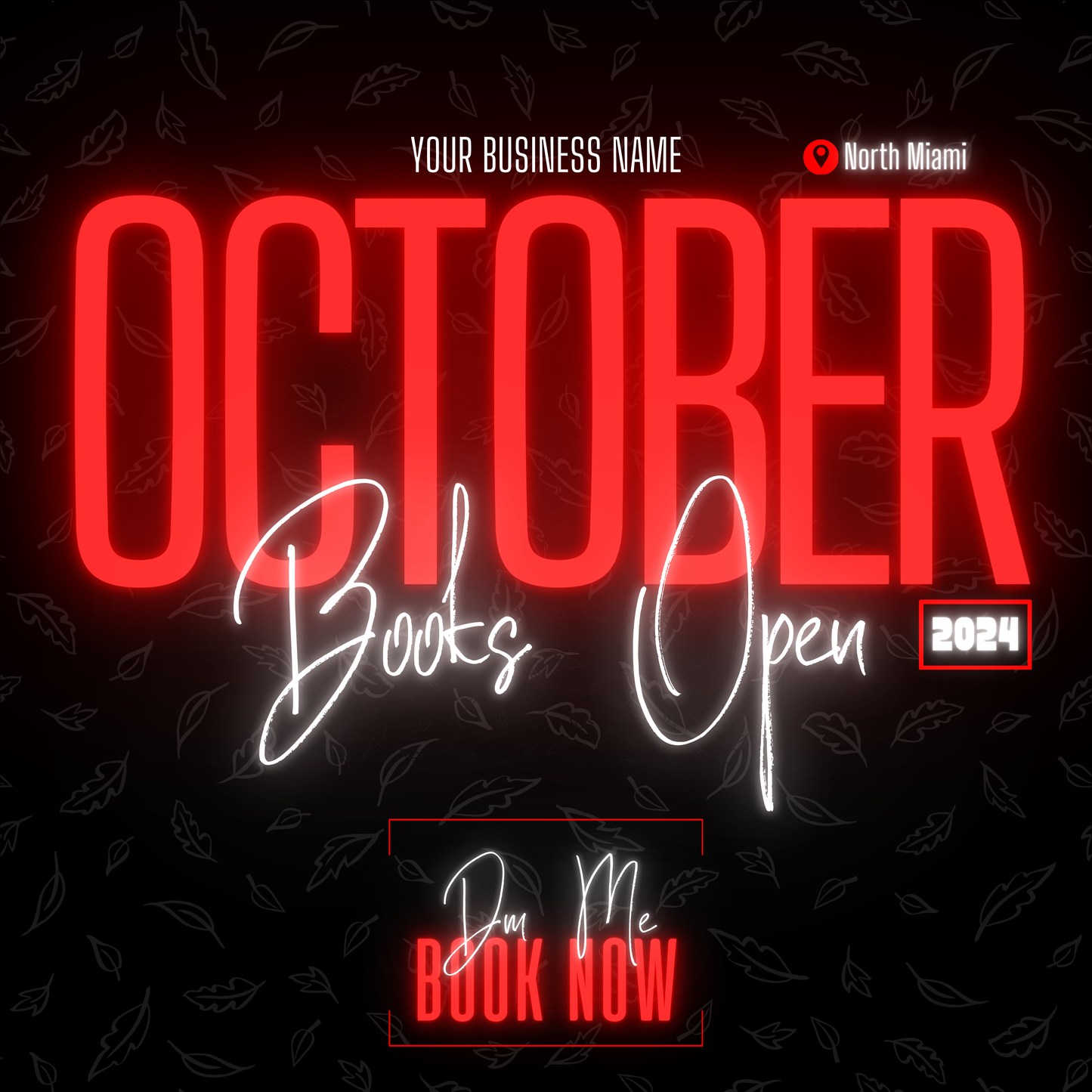 5 Neon Flyers | October Booking Flyers | Red Theme