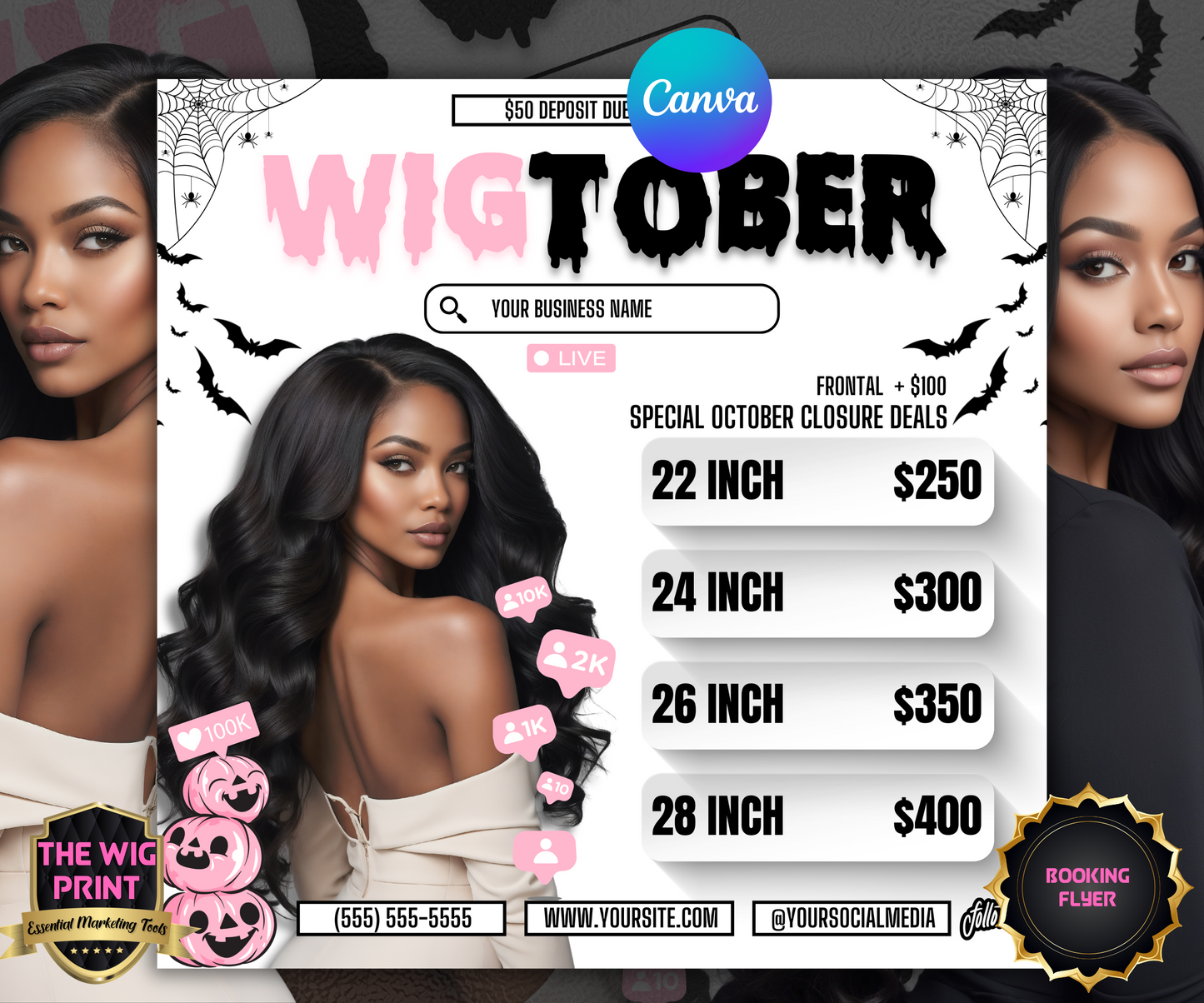 WigTober | 3 Wig Stylist Flyers