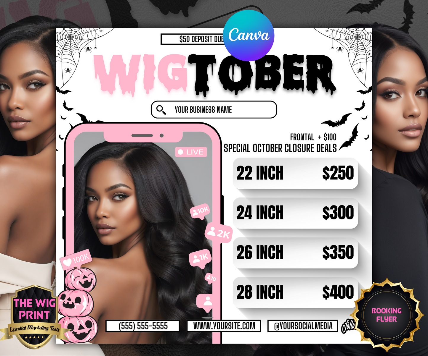 WigTober | 3 Wig Stylist Flyers