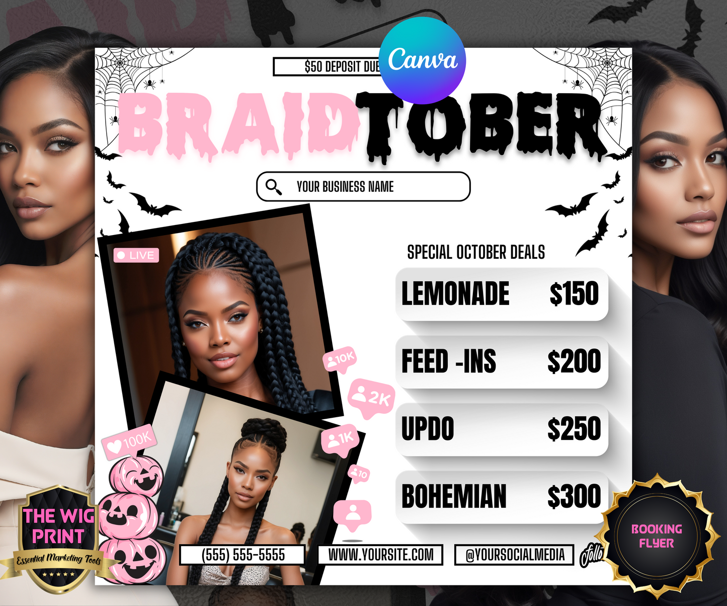 BraidTober | 3 Braid Stylist Flyers