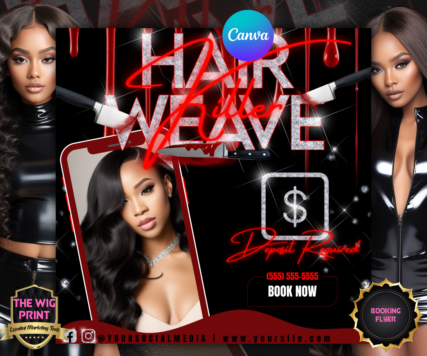 Hair Weave Killer Bookings | 4 Flyer Templates