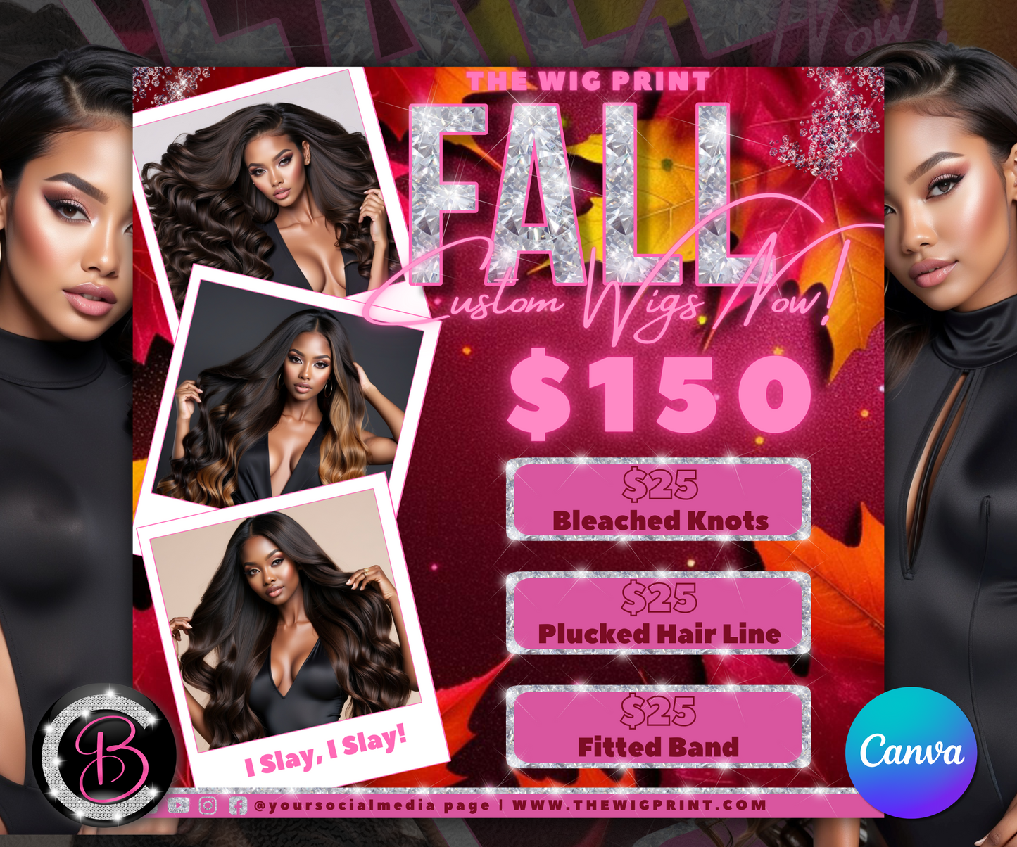 Fall Custom Wigs Flyer Template