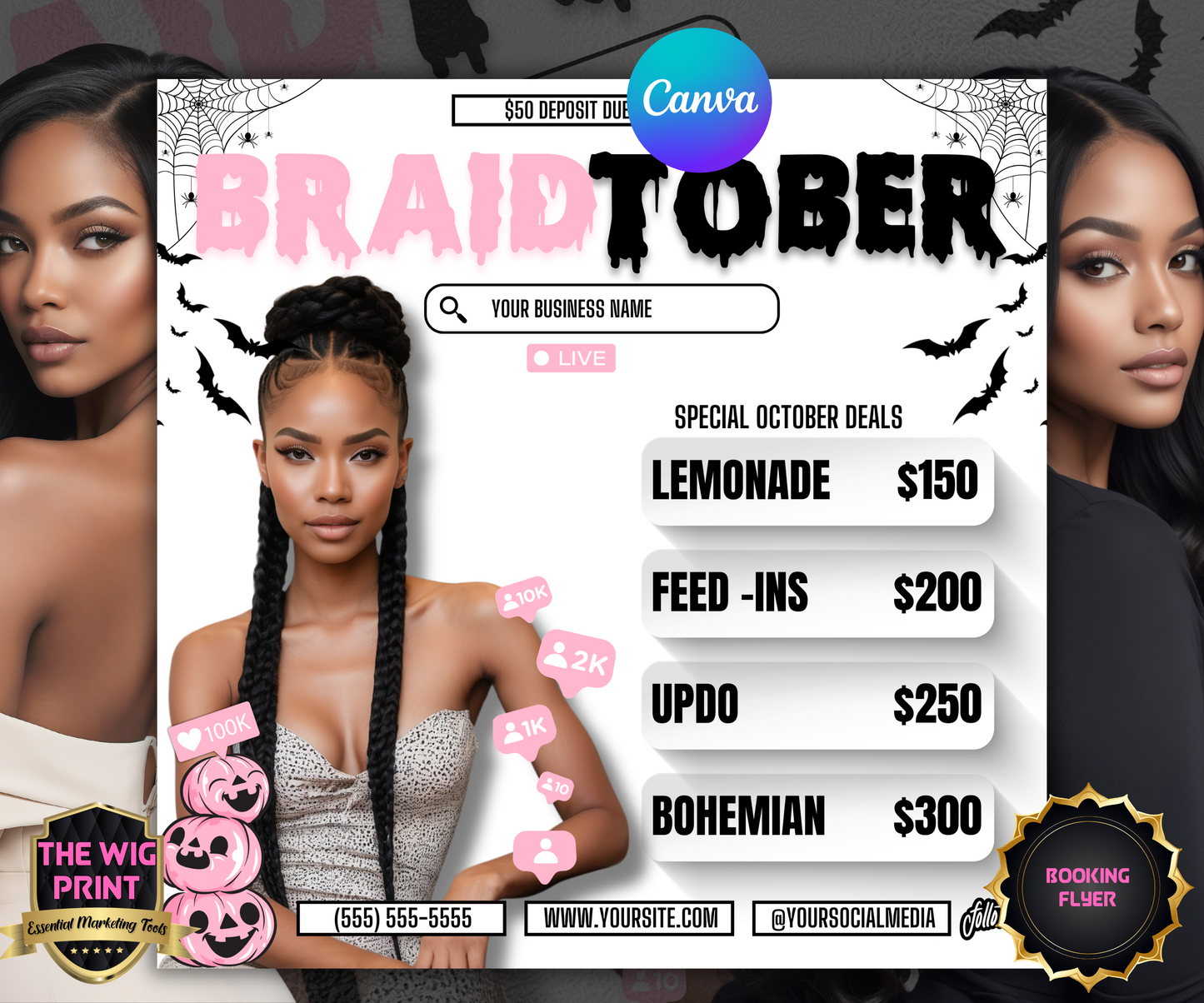 BraidTober | 3 Braid Stylist Flyers