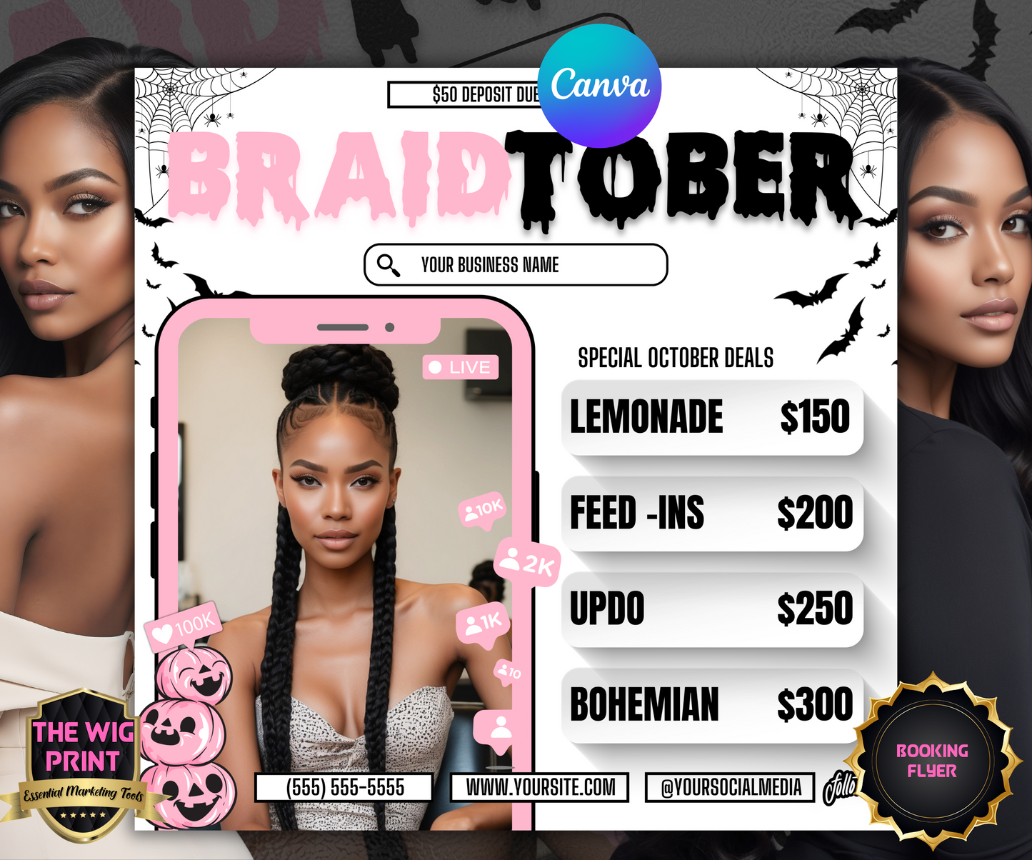 BraidTober | 3 Braid Stylist Flyers