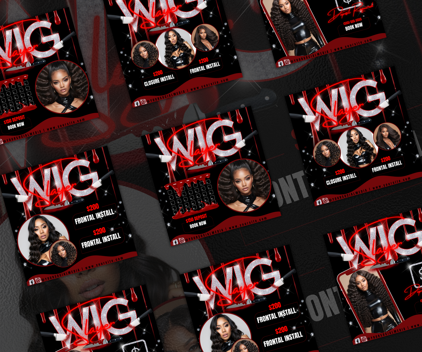 Wig Slayer Booking Template | 4 Flyers