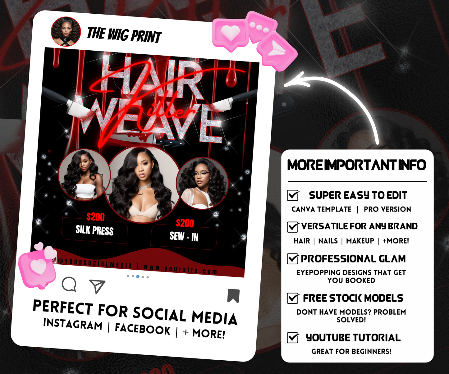 Hair Weave Killer Bookings | 4 Flyer Templates