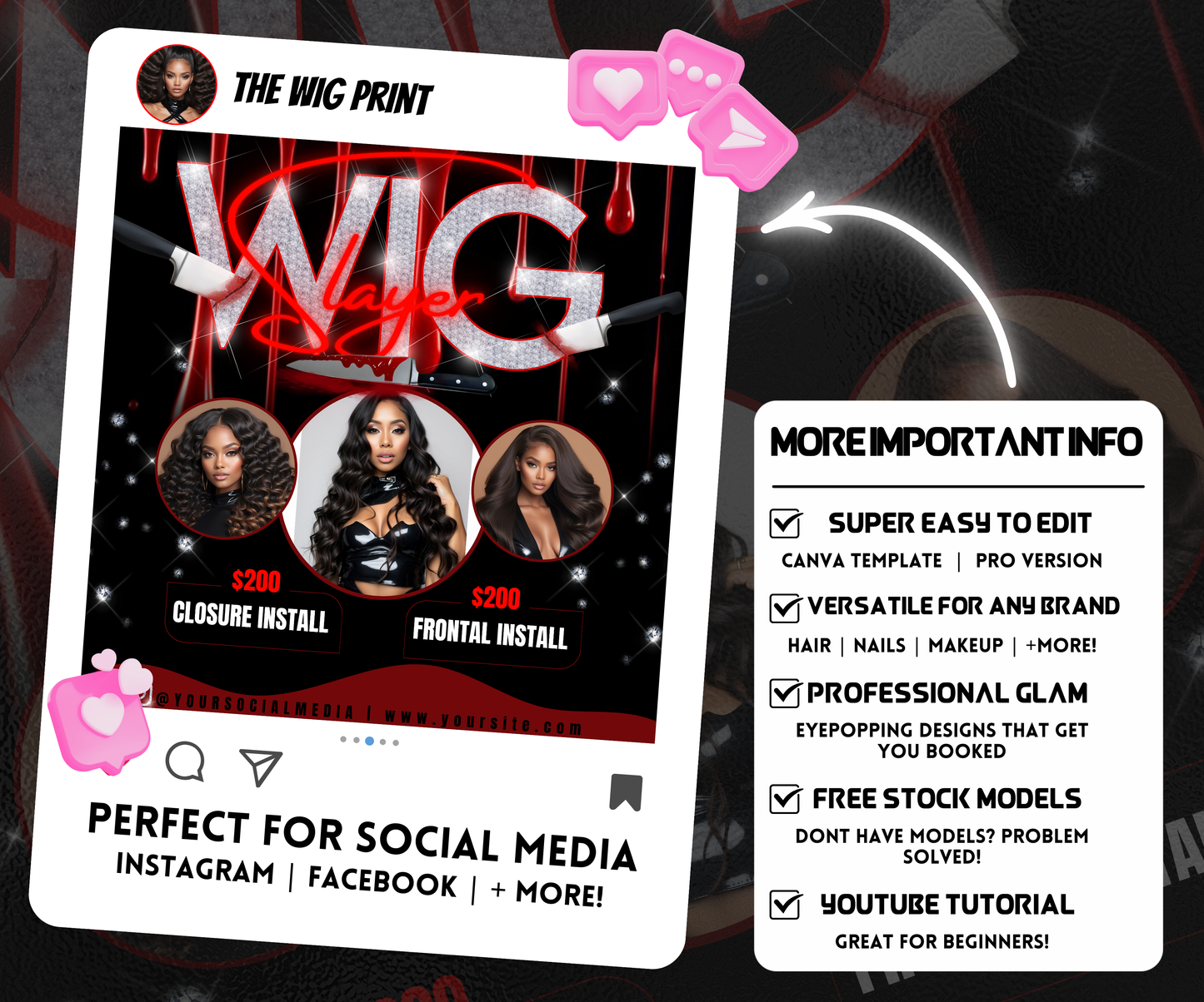 Wig Slayer Booking Template | 4 Flyers