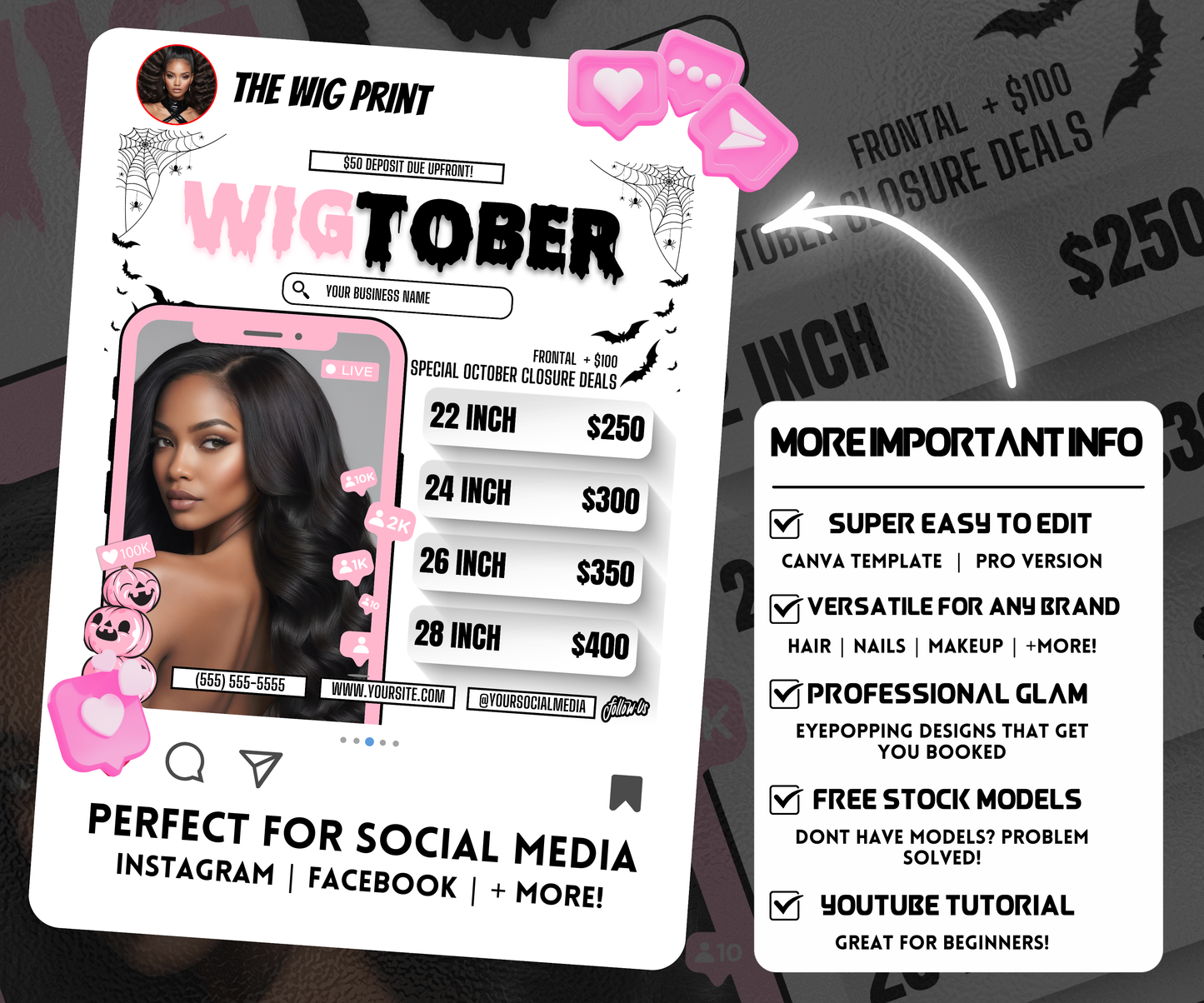 WigTober | 3 Wig Stylist Flyers