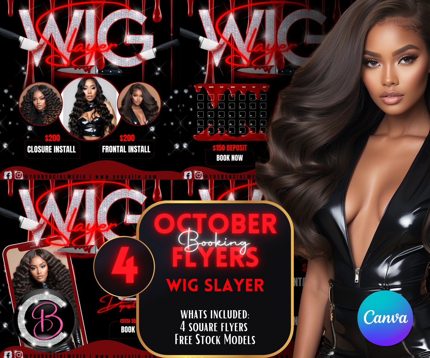 Wig Slayer Booking Template | 4 Flyers