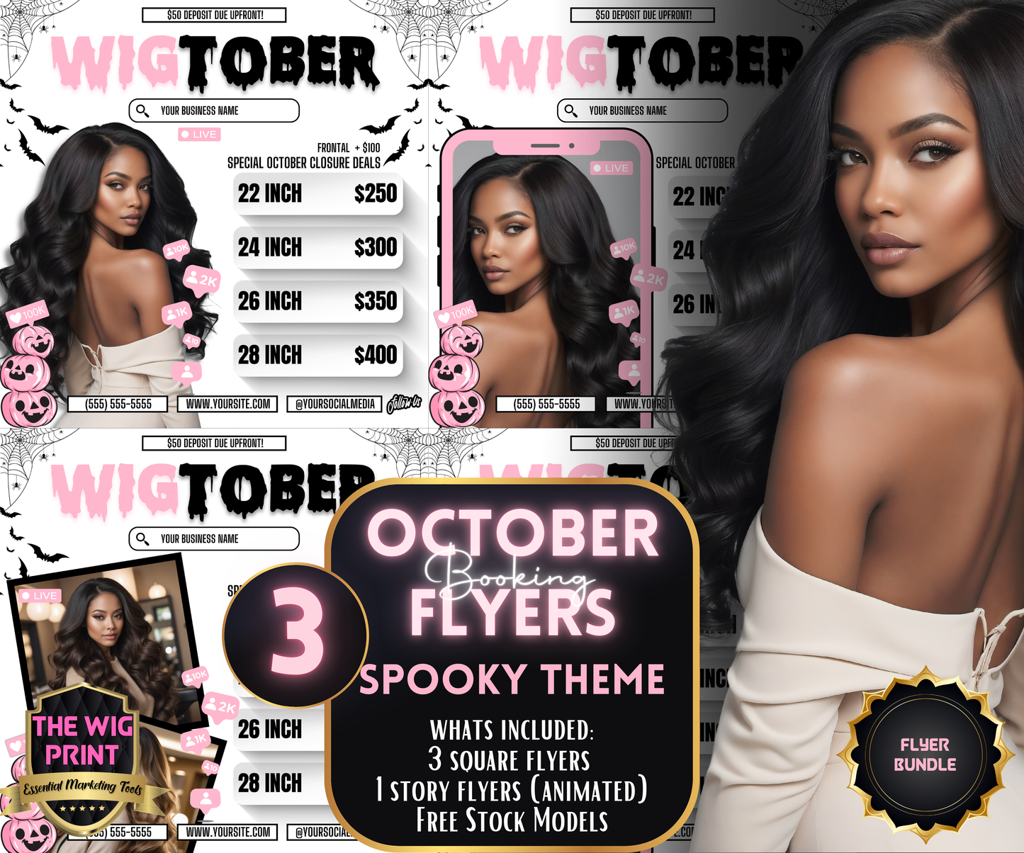 WigTober | 3 Wig Stylist Flyers