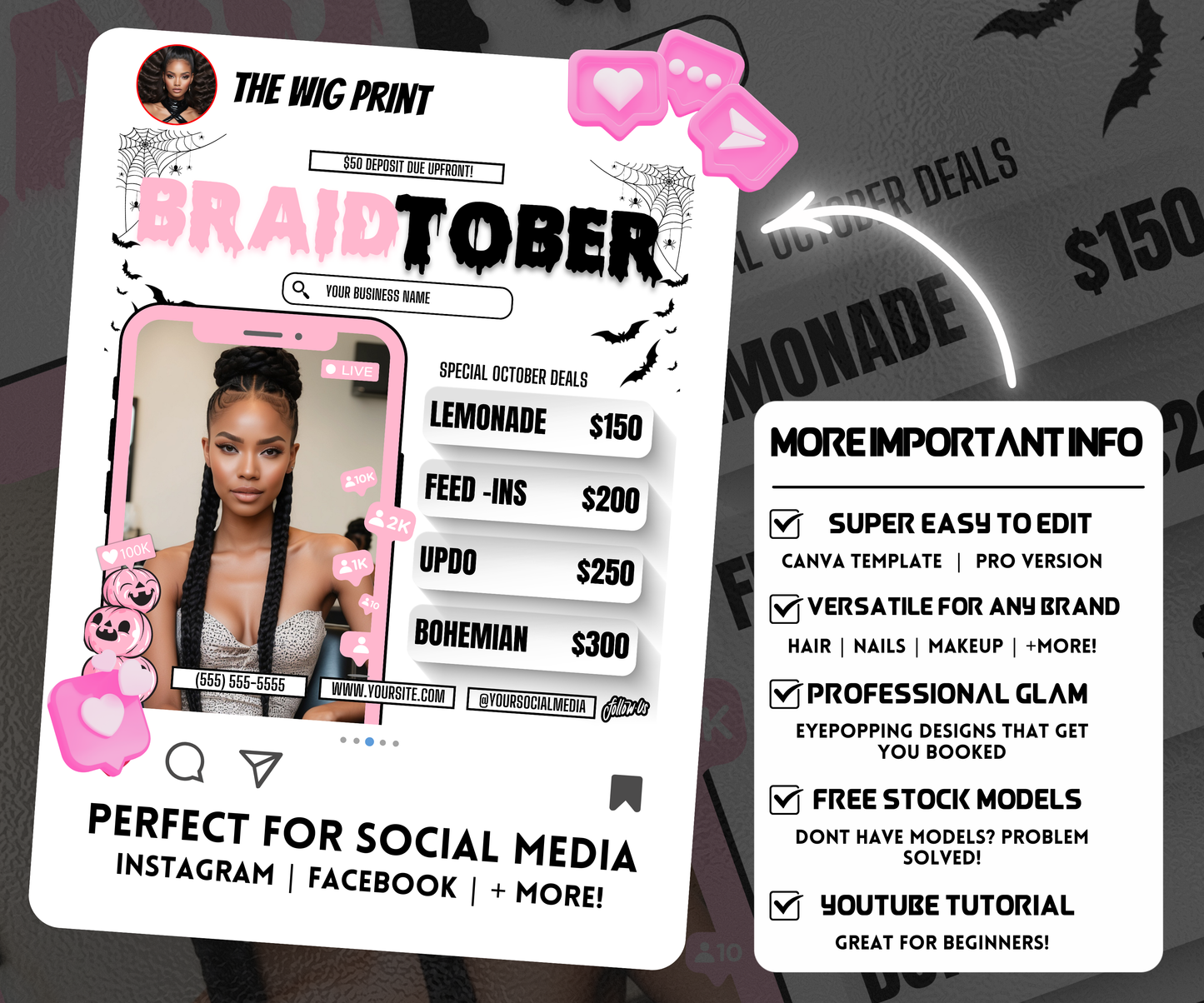 BraidTober | 3 Braid Stylist Flyers