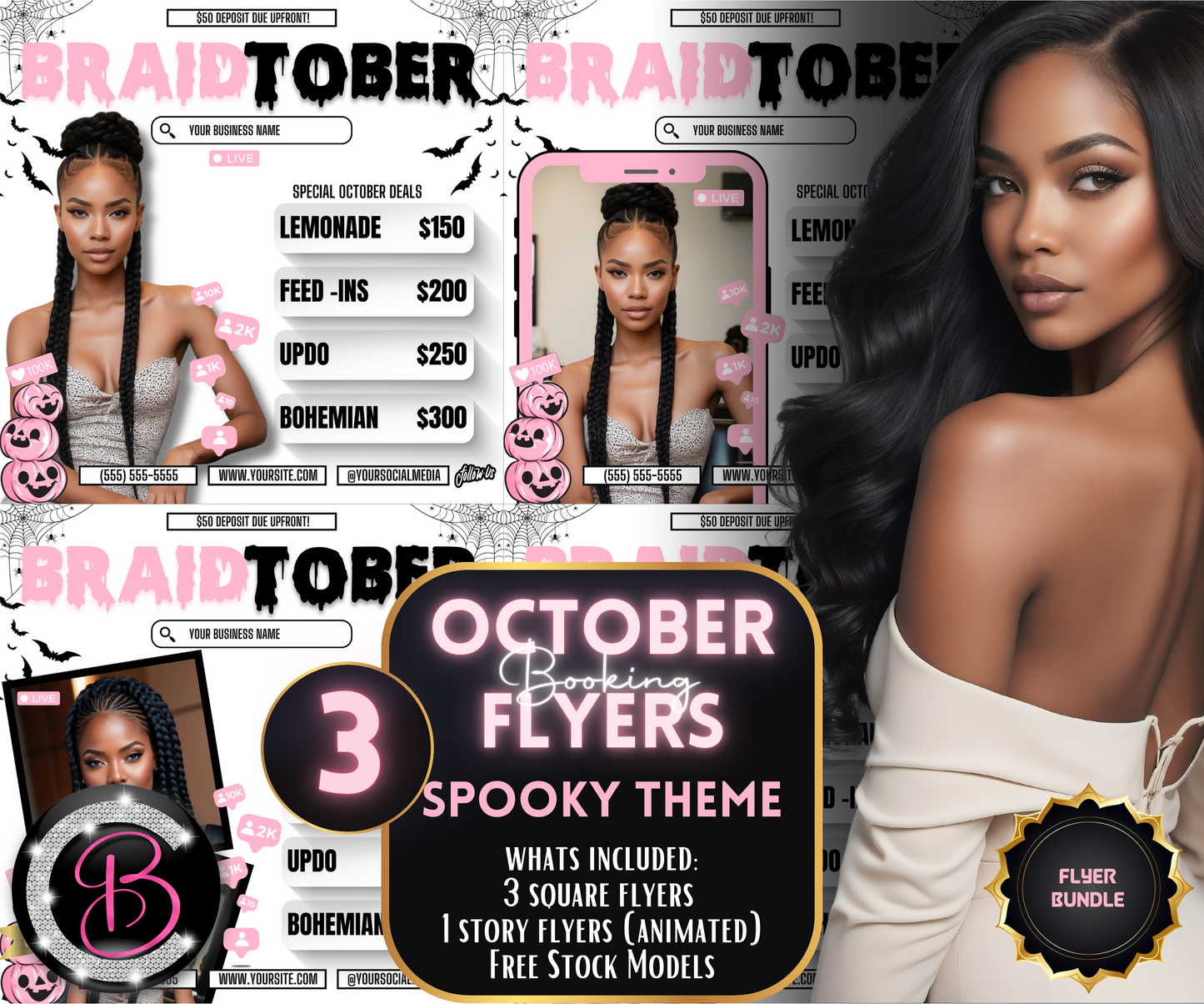 BraidTober | 3 Braid Stylist Flyers