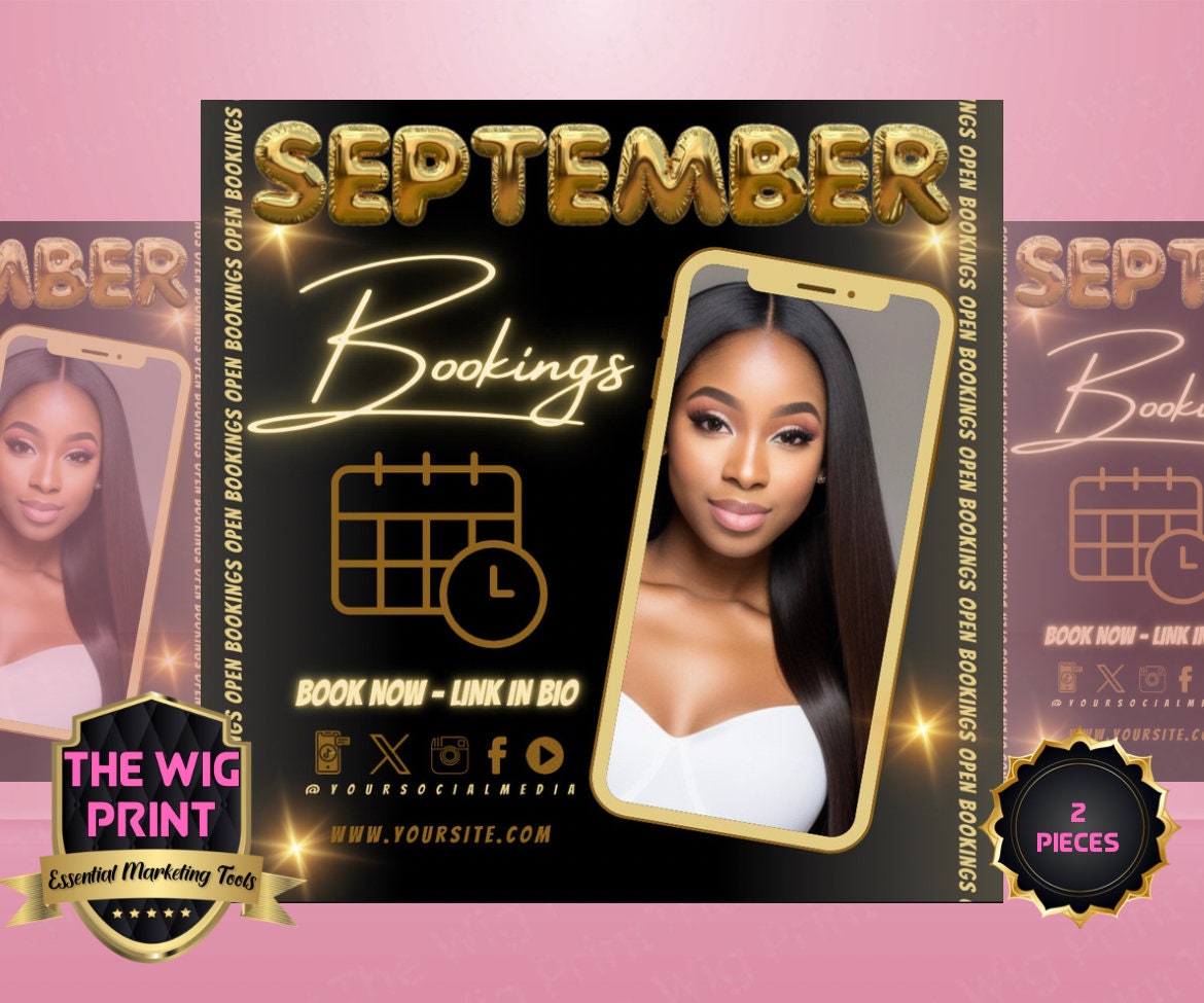 SEPTEMBER Bookings | 2 Flyers | Hair + Wig Industry | Balloon | DIY | CANVA