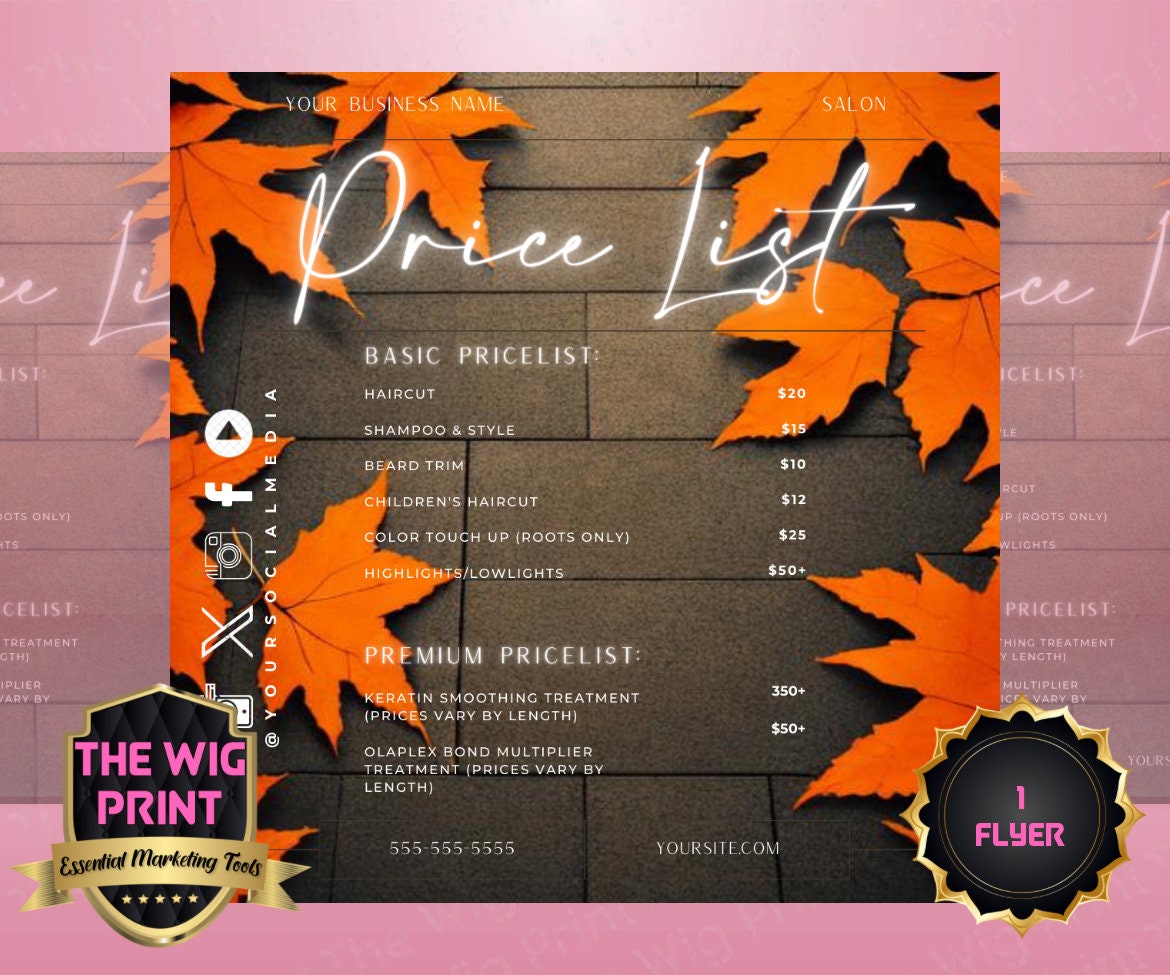 FALL Price List | 1 Flyer