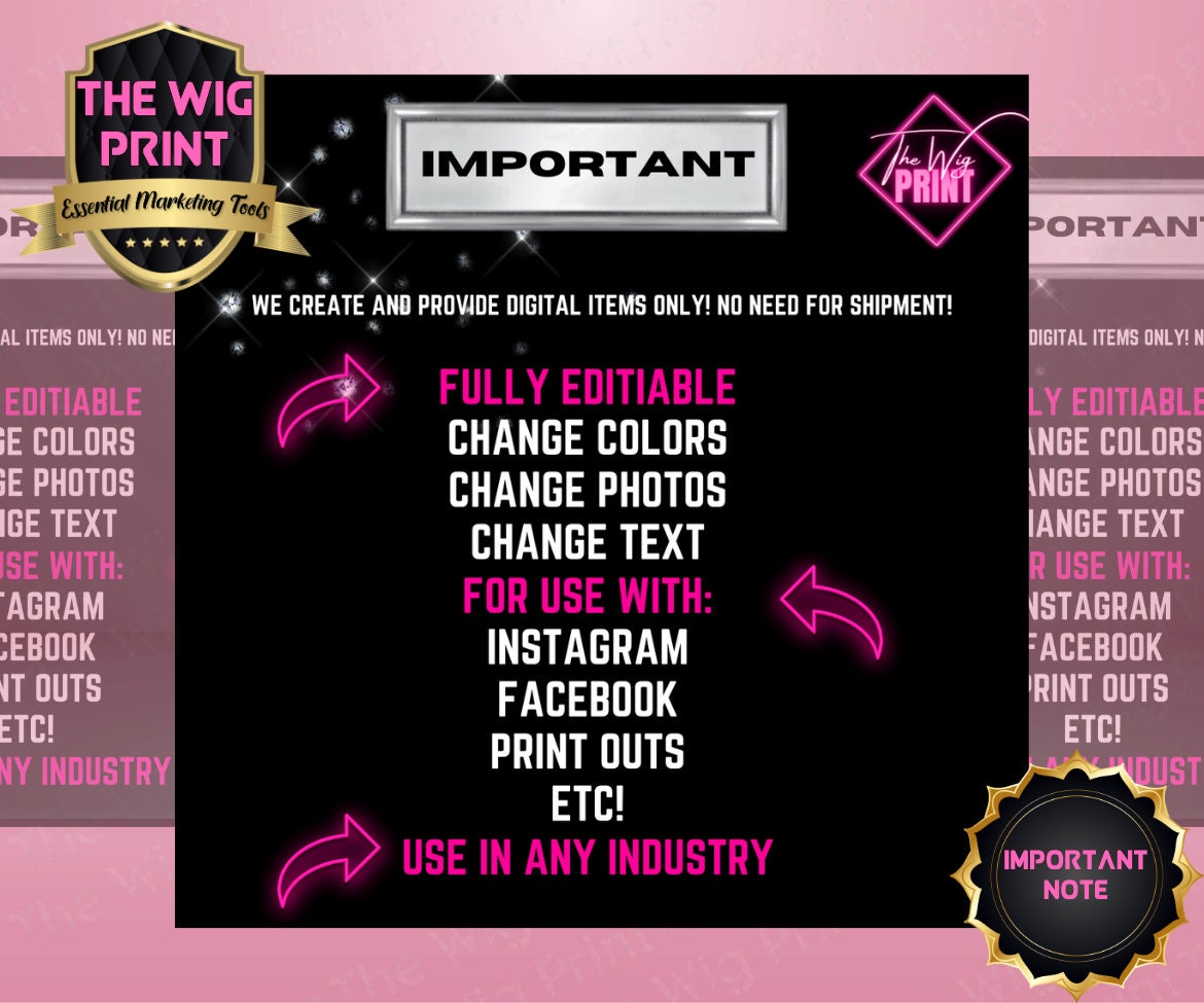 Price List | 3 Flyers | Any Industry | Neon Pink | DIY | CANVA | Instagram | Facebook