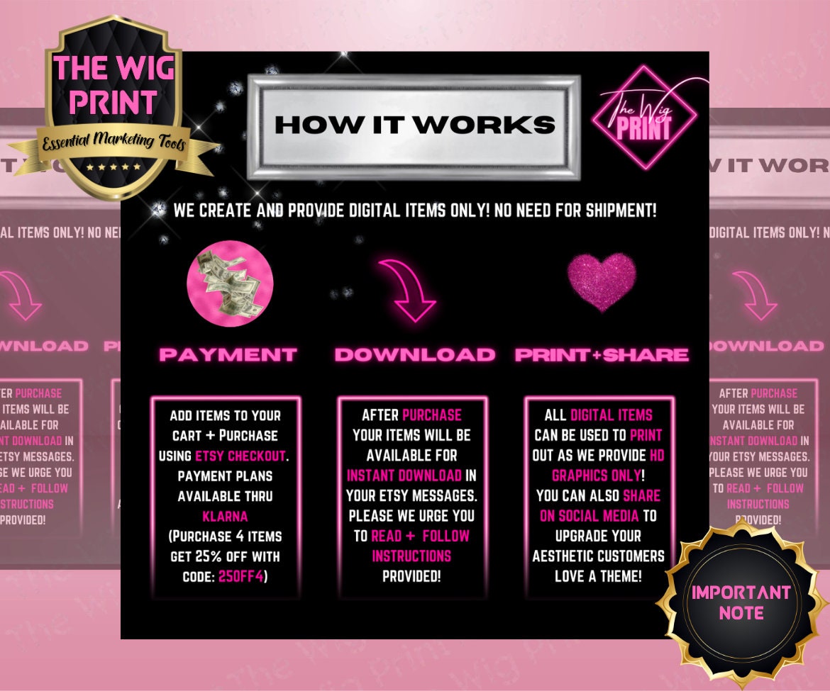 Pink Neon Diamond | Website Template | 28 Banners | Hair + Wig Industry | Pink | DIY | CANVA | Flyer | Shopify | Wix