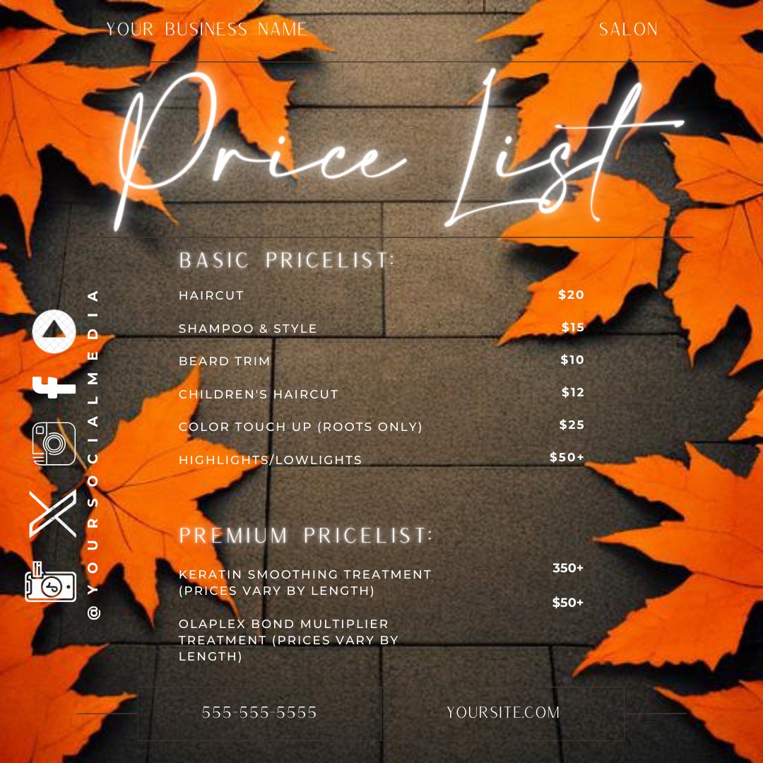 FALL  Price List | 4 Flyers