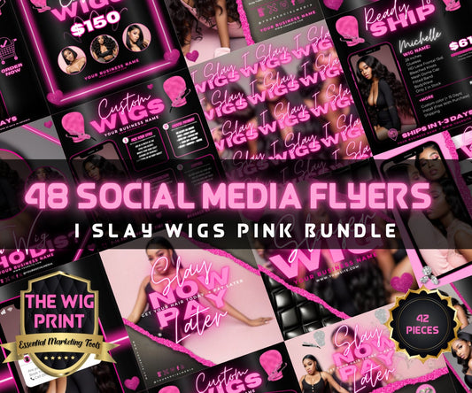 48 Pink Neon | Social Media Flyers | Pink Bundle