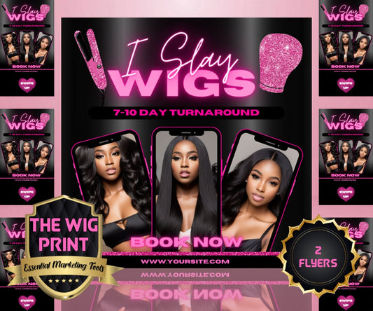 iSlay Wigs v2 | 2 Flyers | Hair + Wig Industry | Pink | DIY | CANVA | Instagram | Facebook