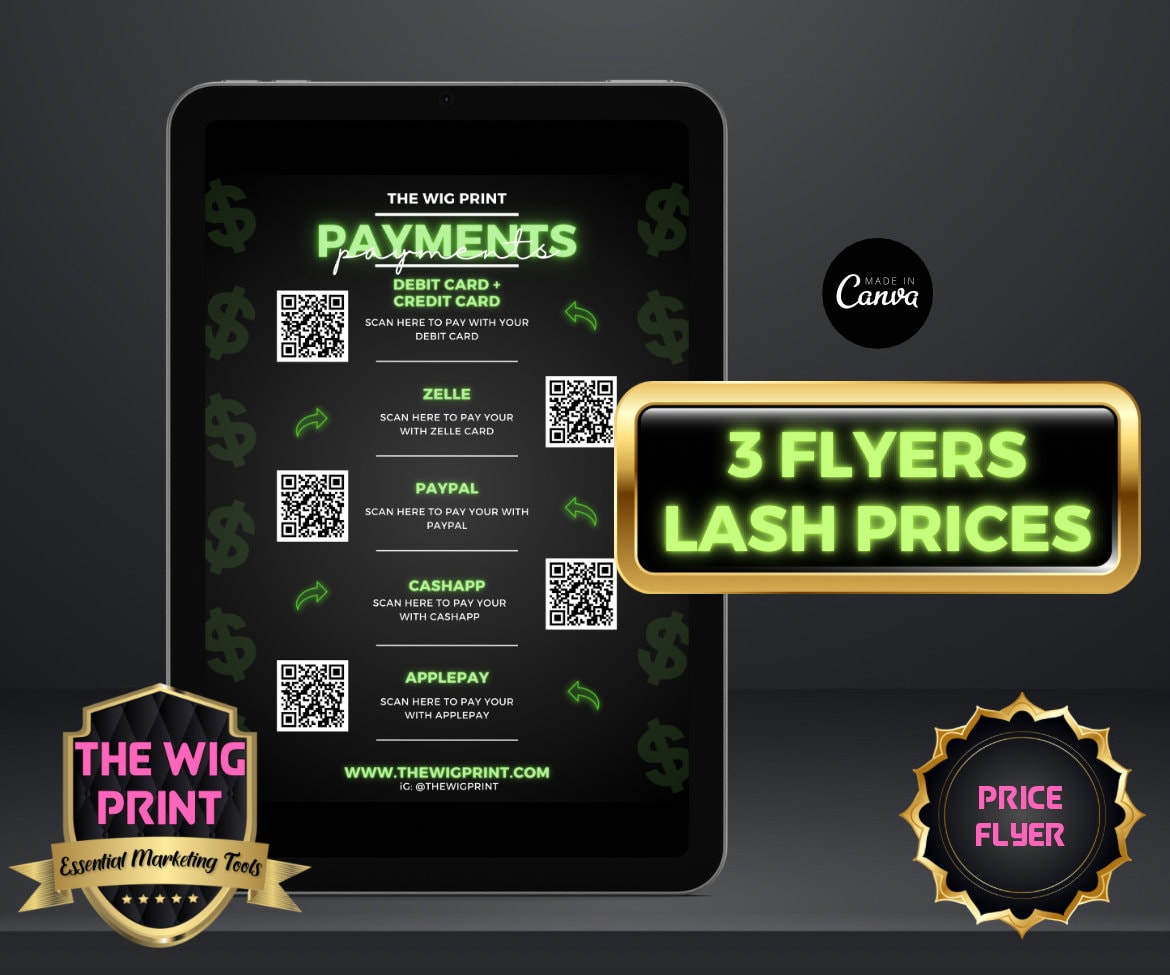 Lash Price List | 3 Flyers | Lash Tech Flyer | DIY CANVA Template | Lash Salon | Lash Services | Custom Price Flyer | Lash Marketing