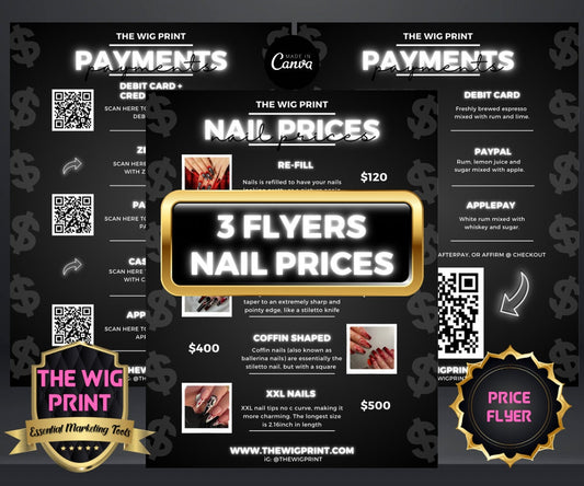 Nail Price List | 3 Flyers