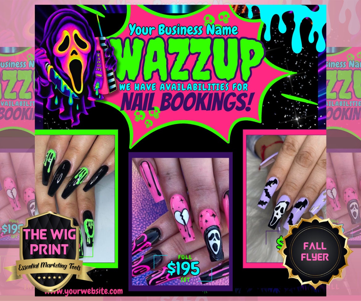 WAZZAP Halloween Nail Booking Flyers