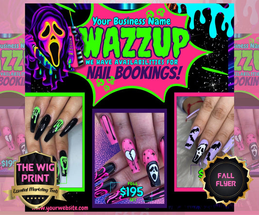 WAZZAP Halloween Nail Booking Flyers