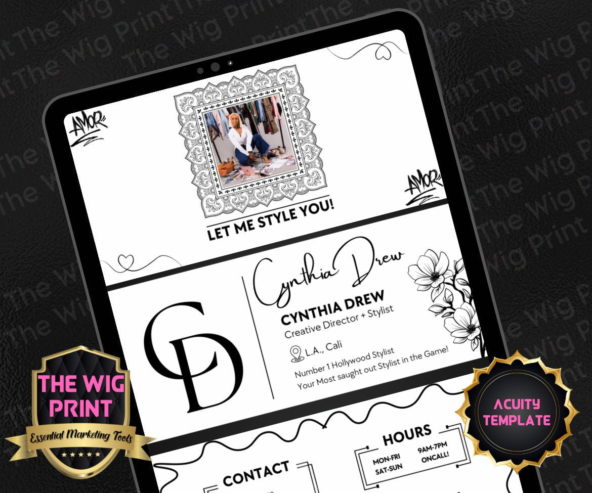 Stylist | Acuity Template | 5 Banners | Hair + Wig + Makeup + nails + Lash Industry | DIY | CANVA | Flyer | Website