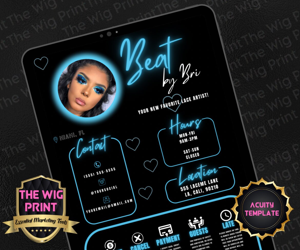 Beat By Bri | Acuity Template | 5 Banners | Hair + Wig + Makeup + nails + Lash Industry | DIY | CANVA | Flyer | Website