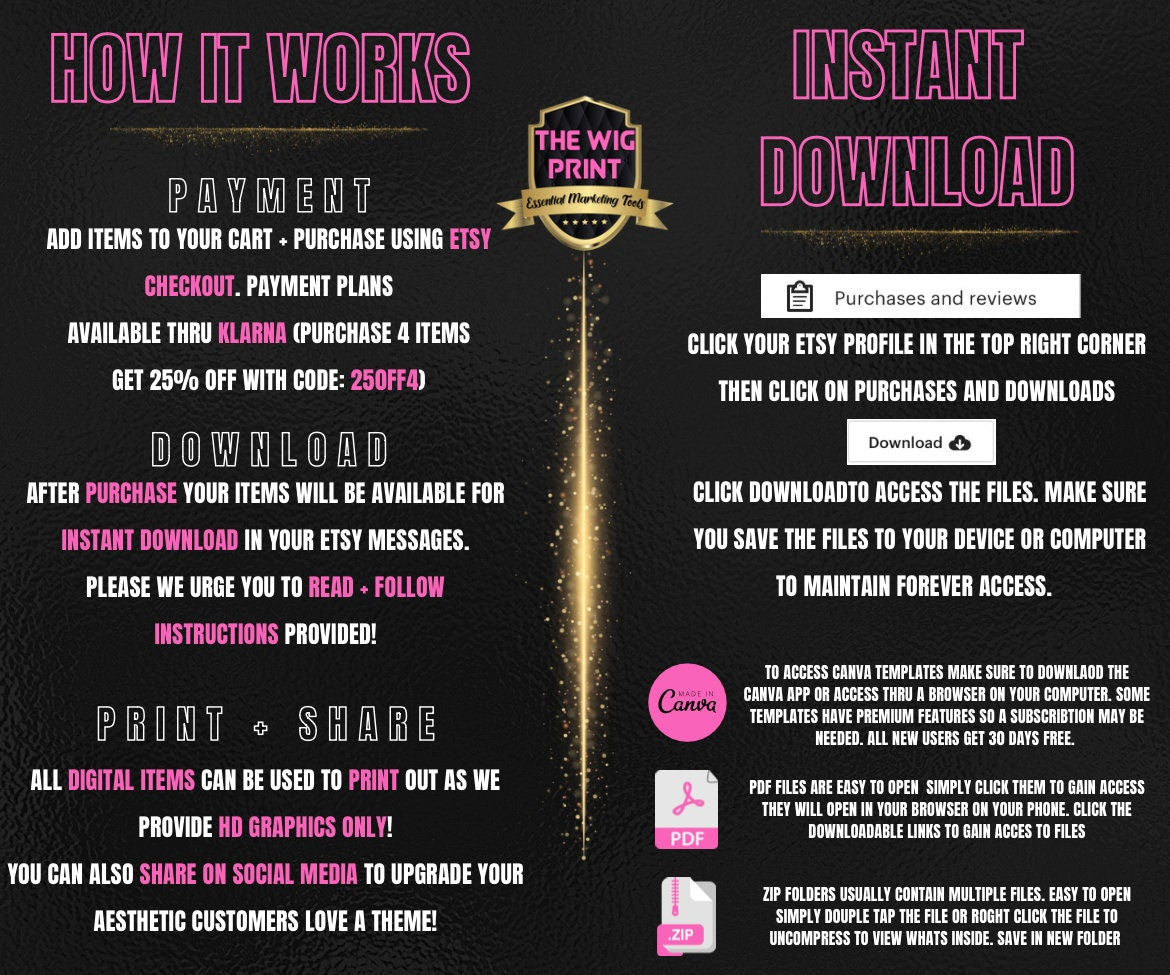 Ready 2 Ship | 2 Flyers | Hair + Wig Industry | Pink | DIY | CANVA | Instagram | Facebook