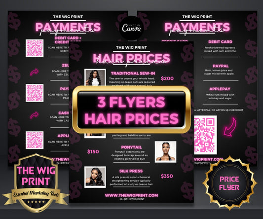 Hair Price List | 3 Flyers | Hair Stylist Flyer | DIY | Price List Flyer | DIY CANVA Template | Salon Price List | Custom Price