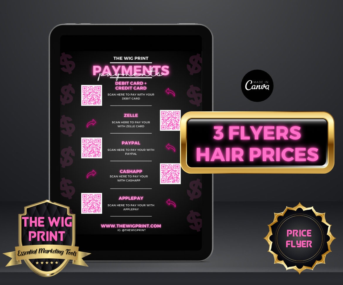 Hair Price List | 3 Flyers | Hair Stylist Flyer | DIY | Price List Flyer | DIY CANVA Template | Salon Price List | Custom Price