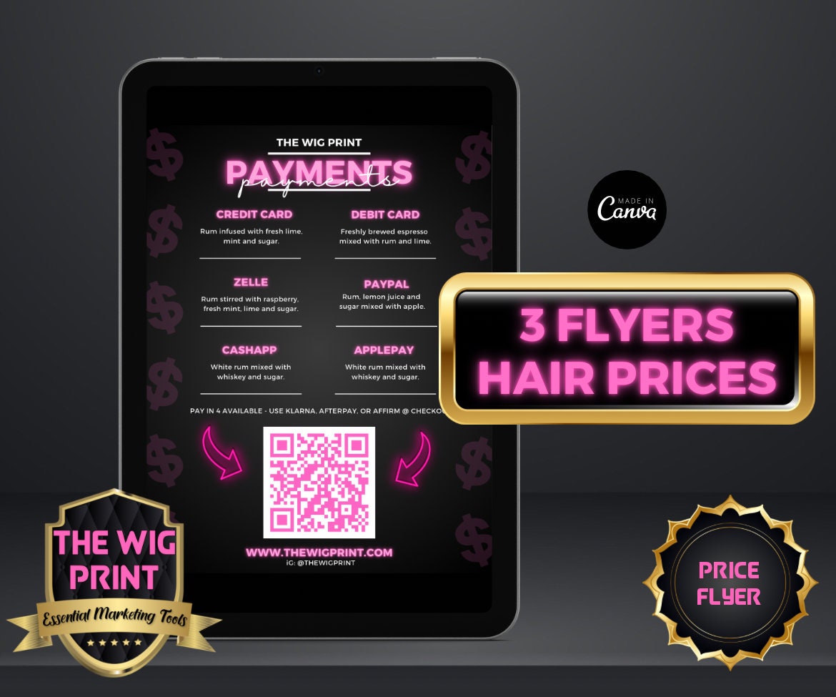 Hair Price List | 3 Flyers | Hair Stylist Flyer | DIY | Price List Flyer | DIY CANVA Template | Salon Price List | Custom Price