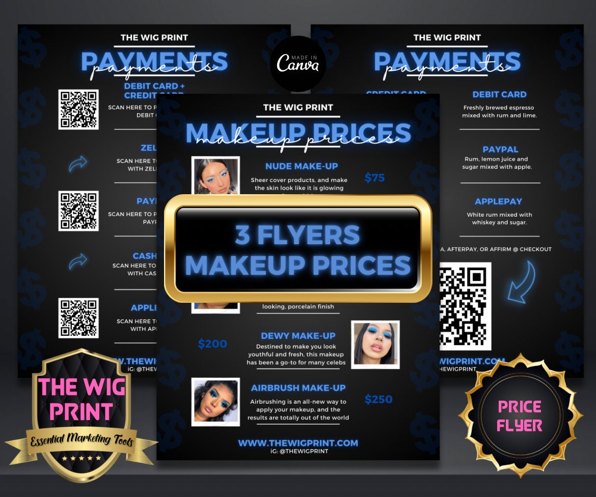 Makeup Price List | 3 Flyers